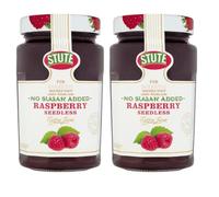 Stute No Added Sugar Raspberry Seedless Jam 430g x 2, Natural Berry Fruit Sweet Spread Low Calorie Preserve Cream Tea Marmolade with Welari Thank You Card | (2pack) (860g)