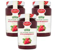 Stute No Added Sugar Strawberry Seedless Jam 430g Pack of 3 Natural Berry Fruit Sweet Spread Low Calorie Preserve Cream Tea Marmolade with Welari Thank You Card | (3pack) (1290g)