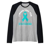 Stutter Awareness Shirt I wear Teal for Stuttering Awareness Raglan Baseball Tee
