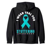 Stutter Awareness Shirt I wear teal for Stuttering Awareness Zip Hoodie
