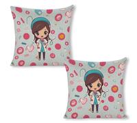 STVNKML 18"x18"（2pcs） Throw Pillow Covers - Cute Nurse Linen Pillow Cushion Cases, Modern Decorative Pillowcases Home Decor Super Soft Pillows Case for Couch Bed and Chair 18"x18"（2pcs）