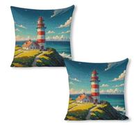 STVNKML 18"x18"（2pcs） Throw Pillow Covers - Lighthouse Diamond Paint Linen Pillow Cushion Cases, Modern Decorative Pillowcases Home Decor Super Soft Pillows Case for Couch Bed and Chair 18"x18"（2pcs）