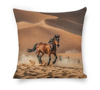STVNKML 18"x18" Throw Pillow Covers - Horses Running in Desert Storm Linen Pillow Cushion Cases, Modern Decorative Pillowcases Home Decor Super Soft Pillows Case for Couch Bed and Chair 18"x18"