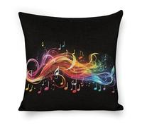 STVNKML 18"x18" Throw Pillow Covers - Rainbow Musical Note Melody Linen Pillow Cushion Cases, Modern Decorative Pillowcases Home Decor Super Soft Pillows Case for Couch Bed and Chair 18"x18"