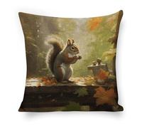 STVNKML 18"x18" Throw Pillow Covers - Squirrel Eats Nuts Linen Pillow Cushion Cases, Modern Decorative Pillowcases Home Decor Super Soft Pillows Case for Couch Bed and Chair 18"x18"