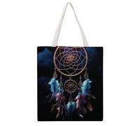 STVNKML 3D Basketball Canvas Tote Bag for Women - Cute Stylish Shoulder Bag, Reusable Shopping Bags for Daily, Dream Catcher, 38x41cm