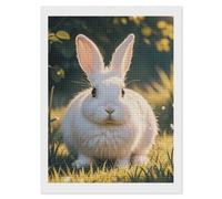 STVNKML 5D Diamond Painting Kit for Adults 12"x16" Full Drill DIY Cute White Rabbit Square Diamond Art Painting with Premium Tools HD Canvas, Creative Decor Craft Gift