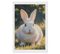STVNKML 5D Diamond Painting Kit for Adults 8"x12" Full Drill DIY Cute White Rabbit Square Diamond Art Painting with Premium Tools HD Canvas, Creative Decor Craft Gift