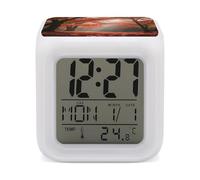 STVNKML 7-Color Changing Alarm Clock with Autumn Maple Forest Design, Multifunctional LED Digital Clock with Temperature Display Smart Digital Alarm for Home & Office Decor