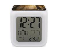 STVNKML 7-Color Changing Alarm Clock with Magic Forest Design, Multifunctional LED Digital Clock with Temperature Display Smart Digital Alarm for Home & Office Decor