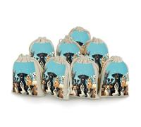 STVNKML 8-Pack A Large Group of Dogs on A Blue Background Drawstring Gift Bags Cotton Linen Party Favors Bags for Decorated Event Favors