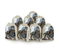 STVNKML 8-Pack A Mechanical Dinosaur in A Ruined City Drawstring Gift Bags Cotton Linen Party Favors Bags for Decorated Event Favors