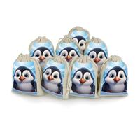 STVNKML 8-Pack Cartoon Cute Penguin Drawstring Gift Bags Cotton Linen Party Favors Bags for Decorated Event Favors