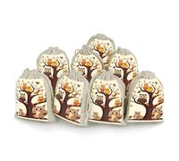 STVNKML 8-Pack Cartoon Family Owls On The Brown Tree Drawstring Gift Bags Cotton Linen Party Favors Bags for Decorated Event Favors