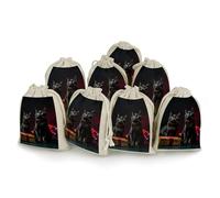 STVNKML 8-Pack Cat Sitting on Gift Box Drawstring Gift Bags Cotton Linen Party Favors Bags for Decorated Event Favors