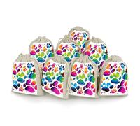 STVNKML 8-Pack Colorful Dog Paw Print Drawstring Gift Bags Cotton Linen Party Favors Bags for Decorated Event Favors
