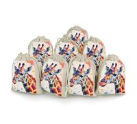 STVNKML 8-Pack Colorful Giraffe Painting Drawstring Gift Bags Cotton Linen Party Favors Bags for Decorated Event Favors