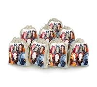 STVNKML 8-Pack Colourful Cartoon Horses Drawstring Gift Bags Cotton Linen Party Favors Bags for Decorated Event Favors