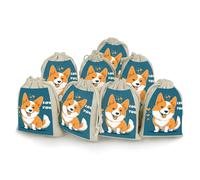 STVNKML 8-Pack Corgi I Love You Drawstring Gift Bags Cotton Linen Party Favors Bags for Decorated Event Favors