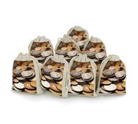 STVNKML 8-Pack Currency Coin Drawstring Gift Bags Cotton Linen Party Favors Bags for Decorated Event Favors