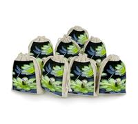 STVNKML 8-Pack Dragonfly Flies Over Drawstring Gift Bags Cotton Linen Party Favors Bags for Decorated Event Favors