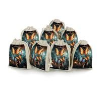 STVNKML 8-Pack Dream Catcher Butterfly Drawstring Gift Bags Cotton Linen Party Favors Bags for Decorated Event Favors
