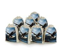 STVNKML 8-Pack Eagle at Hunting Drawstring Gift Bags Cotton Linen Party Favors Bags for Decorated Event Favors