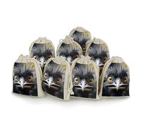 STVNKML 8-Pack Emu Drawstring Gift Bags Cotton Linen Party Favors Bags for Decorated Event Favors