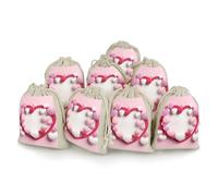 STVNKML 8-Pack Heart Shape Drawstring Gift Bags Cotton Linen Party Favors Bags for Decorated Event Favors