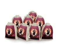 STVNKML 8-Pack Kissing Silhouette Drawstring Gift Bags Cotton Linen Party Favors Bags for Decorated Event Favors