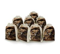 STVNKML 8-Pack Owl Eyes Drawstring Gift Bags Cotton Linen Party Favors Bags for Decorated Event Favors