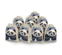 STVNKML 8-Pack Panda with A Tilted Head Drawstring Gift Bags Cotton Linen Party Favors Bags for Decorated Event Favors