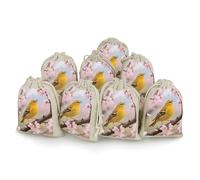 STVNKML 8-Pack Rustic Birds Drawstring Gift Bags Cotton Linen Party Favors Bags for Decorated Event Favors