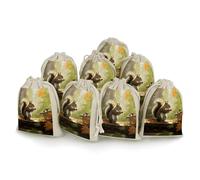 STVNKML 8-Pack Squirrel Eats Nuts Drawstring Gift Bags Cotton Linen Party Favors Bags for Decorated Event Favors