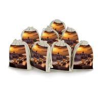 STVNKML 8-Pack Sunset in Budapest Drawstring Gift Bags Cotton Linen Party Favors Bags for Decorated Event Favors