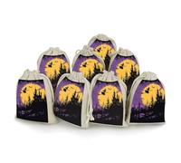 STVNKML 8-Pack Witch And Broom Drawstring Gift Bags Cotton Linen Party Favors Bags for Decorated Event Favors