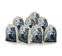 STVNKML 8-Pack Wolf Sitting in The Snow Drawstring Gift Bags Cotton Linen Party Favors Bags for Decorated Event Favors