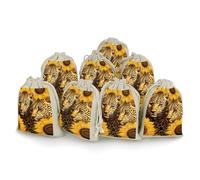 STVNKML 8-Pack Yellow Sunflowers And Leopard Drawstring Gift Bags Cotton Linen Party Favors Bags for Decorated Event Favors