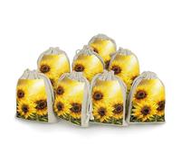 STVNKML 8-Pack Yellow Sunflowers Drawstring Gift Bags Cotton Linen Party Favors Bags for Decorated Event Favors