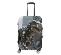 STVNKML A Mechanical Dinosaur in A Ruined City Suitcase Covers for Luggage - Elastic Luggage Cover Protector, Double-sided Washable Suitcases Sleeve for 19-32 Inch Luggage, white, Small, A Mechanical