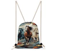 STVNKML A Pattern with Horses As A Background Drawstring Backpack Sport Gym Bags Yoga Shopping Travel Casual Daypacks for Women Men