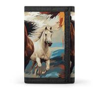 STVNKML A Pattern with Horses As A Background Wallet Men's Trifold Wallet And Coin Pocket Slim Card Holder Wallet for Men Money Clip
