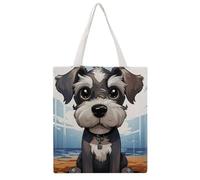STVNKML Adorable Schnauzer Canvas Tote Bag for Women Cute Stylish Shoulder Bag Reusable Shopping Bags for Daily