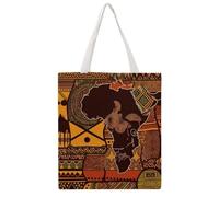 STVNKML African Map Ethnic Pattern Canvas Tote Bag for Women Cute Stylish Shoulder Bag Reusable Shopping Bags for Daily