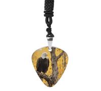 STVNKML American Bald Eagle Guitar Pick Holder Necklace Stainless Steel Music Pendant with Adjustable 60cm Cord Functional Jewelry for Guitarists & Music Lovers, Unisex Hip Hop Punk Accessory