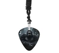 STVNKML Angry Gorilla Guitar Pick Holder Necklace Stainless Steel Music Pendant with Adjustable 60cm Cord Functional Jewelry for Guitarists & Music Lovers, Unisex Hip Hop Punk Accessory