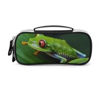 STVNKML Animal Frog Green Leaf Leaves Pencil Case - PU Leather Pencil Bag Multifunctional Zipper Pouch Bags Small Makeup & Stationery Organizer for Office, Travel, Men & Women (8.3x4.3x1.8in