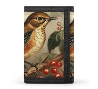 STVNKML Animal Patterns Slim Wallets for Men Money Clip Card Holder Wallet Men's Trifold Wallet And Coin Pocket, Bird on Branch, One Size, Modern