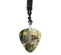 STVNKML Animal Print Pit Bull Guitar Pick Holder Necklace Stainless Steel Music Pendant with Adjustable 60cm Cord Functional Jewelry for Guitarists & Music Lovers, Unisex Hip Hop Punk Accessory