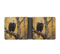 STVNKML Animal Print Pit Bull Leather Bifold Wallet with 2 Hidden Pockets 6 Card Slots Slim Wallets for Cash, Cards, And ID, American Bald Eagle, One Size, Modern